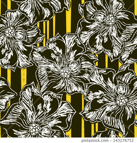 seamless pattern with hand drawn flowers 143276752