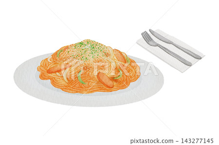 Watercolor illustration of Neapolitan spaghetti Watercolor illustration of Neapolitan spaghetti 143277145