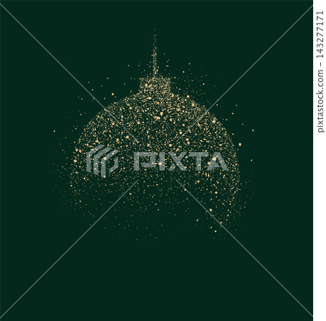 Christmas ball ornament made of glowing dots green Christmas ball ornament made of glowing dots green 143277171