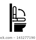 Flip-up handrail (single) / Pictogram for caregiving, preventative care, independent living support, and welfare housing environment (black/gray) 143277190