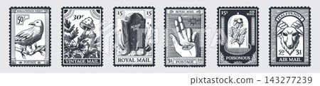 Vintage Halloween postage stamps collection Vintage Halloween postage stamps collection 143277239