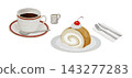 Watercolor illustration and Swiss roll cake set 143277283