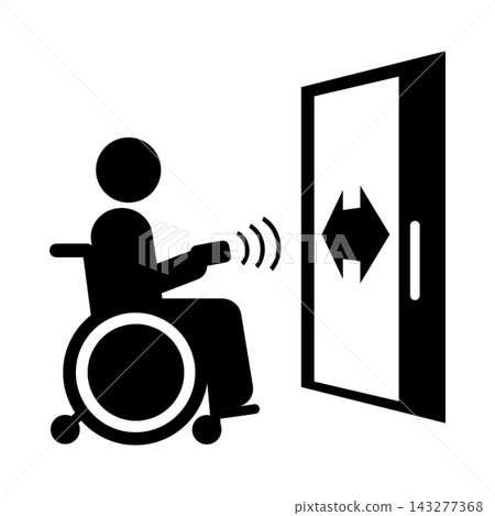 Remote control door / Pictograms for elderly care, preventative care, independent living support, and welfare housing environment (black/gray) Remote control door / Pictograms for elderly care, preventative care, independent living support, and welfare housing environment (black/gray) 143277368