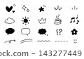 A set of hand-drawn, rough illustrations in black and white. 143277449