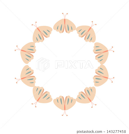 Butterfly frame vector wreath baby nursery round border template design Butterfly frame vector wreath baby nursery round border template design 143277458