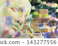 Vaporwave background with glitch art and digital decay effect. Antique Aphrodite bust and compact discs symbolize data rot and aesthetics of errors in modern design. 143277556