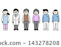 一組描繪老年人、醫生和護理人員的插圖。 143278208
