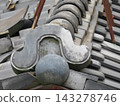 Roof tiles damaged by the typhoon 143278746
