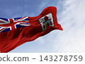 Bermuda national flag with Red Ensign and coat of arms. 3D render 143278759