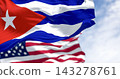 Cuba national flags waving in the wind on a clear day 143278761