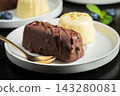 Delicious glazed curd snacks with fresh blueberries and mint on light grey table, closeup 143280081