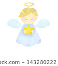 Illustration of a cute angel holding a star 143280222
