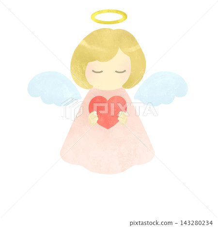 An illustration of a cute angel holding a heart. An illustration of a cute angel holding a heart. 143280234