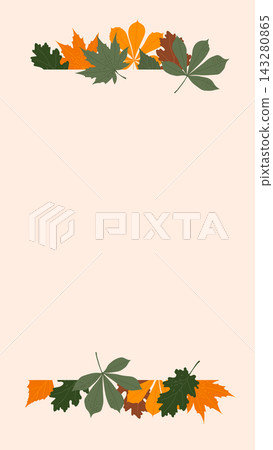 Autumn foliage frame template with leaves at top and bottom copy space Autumn foliage frame template with leaves at top and bottom copy space 143280865