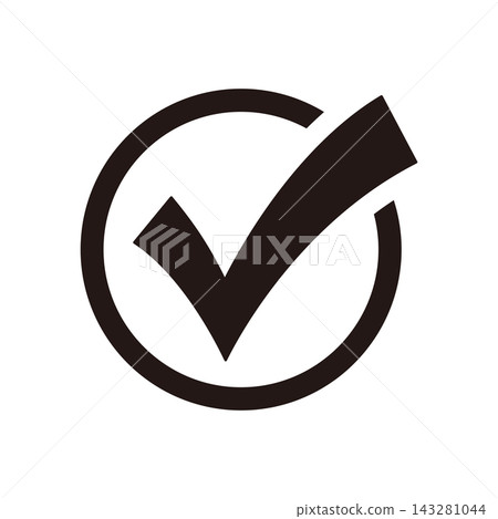 A black checkmark icon surrounded by a circle A black checkmark icon surrounded by a circle 143281044