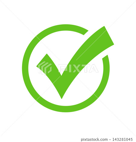 A green checkmark icon surrounded by a circle 143281045