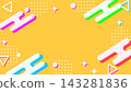 Vivid and colorful yellow and orange Memphis-style frame background 16:9 143281836