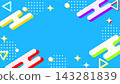 Vivid and refreshing blue and light blue Memphis-style frame background (16:9 aspect ratio) 143281839