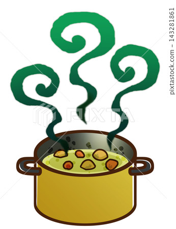 變質的湯/奶油燉菜(在平底鍋裡) 變質的湯/奶油燉菜(在平底鍋裡) 143281861