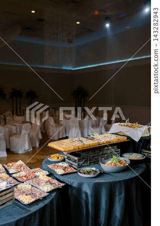 Elegant Event Hall Buffet Charcuterie and Bread Display Elegant Event Hall Buffet Charcuterie and Bread Display 143282943