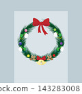 A Christmas wreath hangs against a gray background. The concept of the new year and Christmas. 143283008