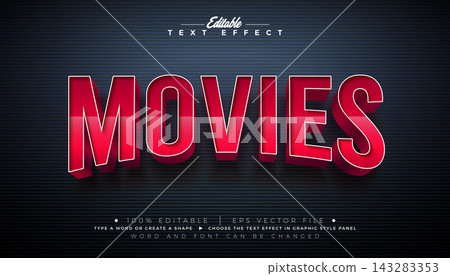 Movies Editable Text Effect Graphic Style with Bold Red Cinematic Font on Black Background. Customizable Comic Vector Typography Lettering Illustration Template for Greeting Card, Banner, Flyer Movies Editable Text Effect Graphic Style with Bold Red Cinematic Font on Black Background. Customizable Comic Vector Typography Lettering Illustration Template for Greeting Card, Banner, Flyer 143283353