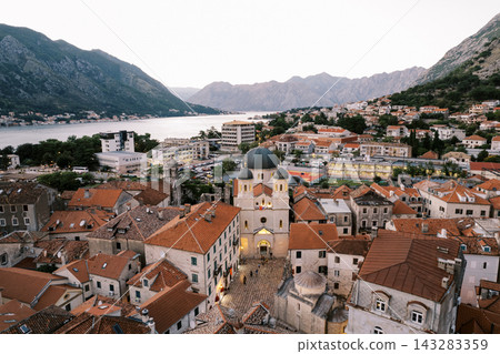 Saint Nicholas Church and Old Town Kotor at Dusk, Montenegro 143283359