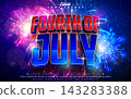 4th of July Independence Day Text Effect Design Editable Vector Graphic Style with 3d Typography on Fireworks Background. Memorial or Veteran Day Customizable Illustration Template for Greeting Card 143283388