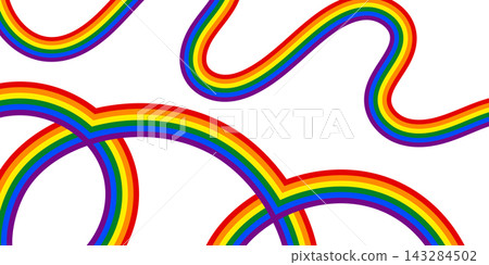 Flag LGBT ribbon icon, badge or button. Template design, vector illustration. Love wins. LGBT symbol in rainbow colors. Gay pride silk textile background Flag LGBT ribbon icon, badge or button. Template design, vector illustration. Love wins. LGBT symbol in rainbow colors. Gay pride silk textile background 143284502