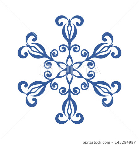 Blue template snowflake with shadow. Isolated snowflakes icon, round mandala. Winter Holiday cartoon flat illustration. Merry Christmas and New year Vector. Hand draw style Blue template snowflake with shadow. Isolated snowflakes icon, round mandala. Winter Holiday cartoon flat illustration. Merry Christmas and New year Vector. Hand draw style 143284987
