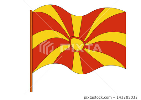 Flag of Macedonia. Macedonian national symbol in official colors. Template icon. Vector background Flag of Macedonia. Macedonian national symbol in official colors. Template icon. Vector background 143285032