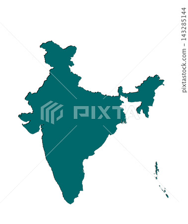 Map of Indiia, sign silhouette. World Map Globe. Vector Illustration isolated on white background. Asian continent Map of Indiia, sign silhouette. World Map Globe. Vector Illustration isolated on white background. Asian continent 143285144