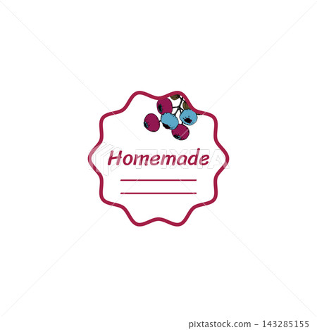 Template jam label design. Retro homemade label. Blueberry marmalade dessert product. Doodle vector illustration Template jam label design. Retro homemade label. Blueberry marmalade dessert product. Doodle vector illustration 143285155