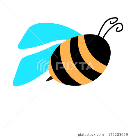 Cartoon bee mascot. A small bees flies. Wasp collection. Vector characters. Incest icon. Template design for invitation, cards. Doodle style Cartoon bee mascot. A small bees flies. Wasp collection. Vector characters. Incest icon. Template design for invitation, cards. Doodle style 143285629