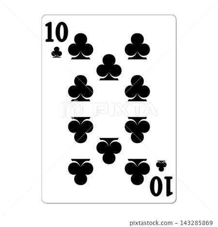 Ten of clubs. Playing card with golden elements. Casino icons. Pictograms representing different suits. Vector illustration. Flat design for modern visual elements Ten of clubs. Playing card with golden elements. Casino icons. Pictograms representing different suits. Vector illustration. Flat design for modern visual elements 143285869