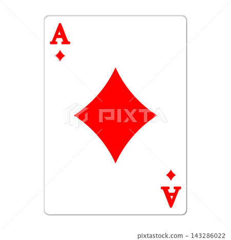 Ace of diamonds. Playing card with golden elements. Casino icons. Pictograms representing different suits. Vector illustration. Flat design for modern visual elements Ace of diamonds. Playing card with golden elements. Casino icons. Pictograms representing different suits. Vector illustration. Flat design for modern visual elements 143286022