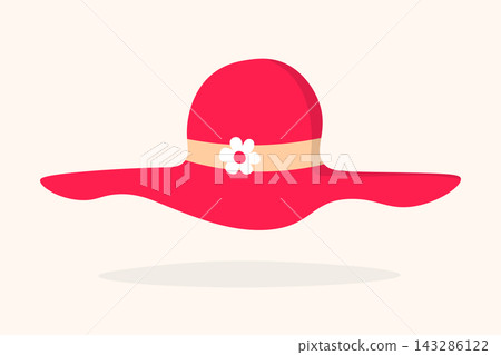 Elegant woman's hat isolated on white background. Headgear vector illustration for woman, girl or ladies. Summer sun protection. Doodle vector art. Single icon. Fashion flat sketch Elegant woman's hat isolated on white background. Headgear vector illustration for woman, girl or ladies. Summer sun protection. Doodle vector art. Single icon. Fashion flat sketch 143286122