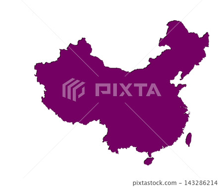 Map of China, sign silhouette. World Map Globe. Vector Illustration isolated on white background. Asian continent Map of China, sign silhouette. World Map Globe. Vector Illustration isolated on white background. Asian continent 143286214