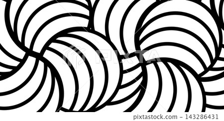 Swirl hypnotic black and white wave pattern. Monochrome abstract background. Vector flat geometric illustration.Template design for banner, website, template, leaflet, brochure, poster Swirl hypnotic black and white wave pattern. Monochrome abstract background. Vector flat geometric illustration.Template design for banner, website, template, leaflet, brochure, poster 143286431