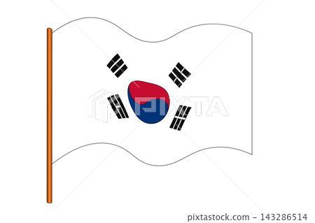 Flag of Korea. Korean national symbol in official colors. Template icon. Abstract vector background Flag of Korea. Korean national symbol in official colors. Template icon. Abstract vector background 143286514