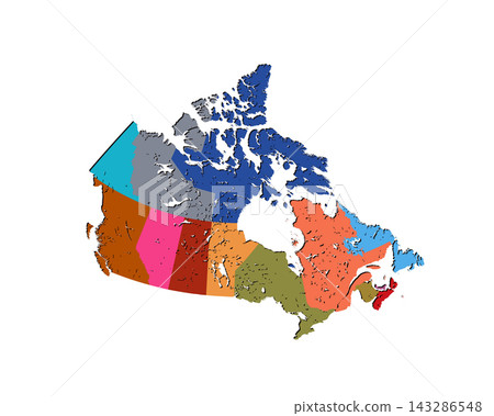 Map of Canada with states, sign silhouette. World Map Globe. Vector Illustration isolated on white background. North America continent Map of Canada with states, sign silhouette. World Map Globe. Vector Illustration isolated on white background. North America continent 143286548