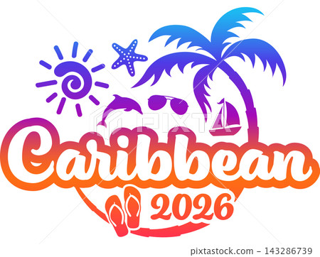 Caribbean 2026 with Vacation and Trip Elements - Palm Tree Sunglasses Tropical Flowers Caribbean 2026 with Vacation and Trip Elements - Palm Tree Sunglasses Tropical Flowers 143286739