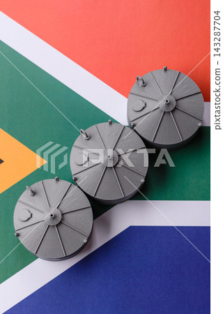 Liquefied gas storage tanks set representing the concept of supply and distribution 143287704