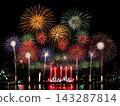 Fireworks reflected in the water 143287814