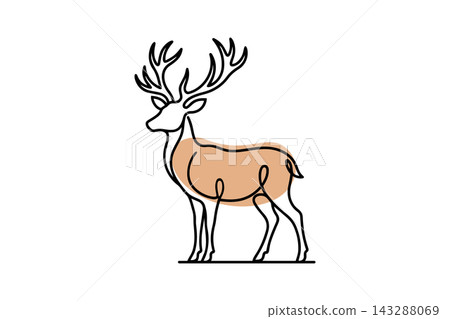 Deer illustration in vector line art drawing style Deer illustration in vector line art drawing style 143288069