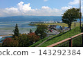 【信州風景駕車路線】從山頂俯瞰諏訪湖和山脈全景 143292384