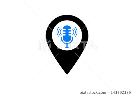 Podcast Location Pin Icon With Microphone Symbol For Audio Broadcast And Voice Maps Podcast Location Pin Icon With Microphone Symbol For Audio Broadcast And Voice Maps 143292389