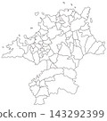 福岡縣可分割空白地圖：分為區、市、町。 143292399