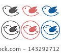 Simple icon set of pigeons (small birds) 143292712