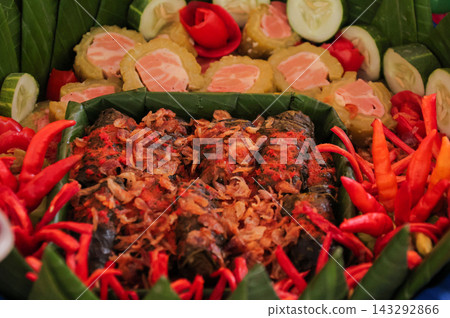 Indonesian Traditional Dish Buntil and Stuffed Bitter Melon Indonesian Traditional Dish Buntil and Stuffed Bitter Melon 143292866
